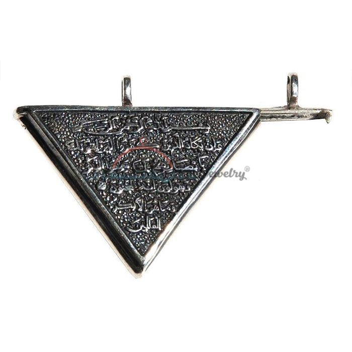 Sterling Silver Openable Triangular Nazar Talisman Pendant and Cord