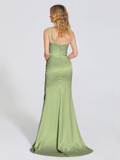 Joanna Straps Trumpet Soft Satin Bridesmaid Dress