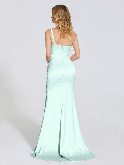 Joanna Straps Trumpet Soft Satin Bridesmaid Dress