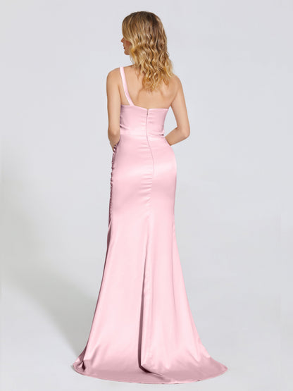 Joanna Straps Trumpet Soft Satin Bridesmaid Dress