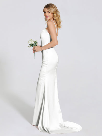 Joanna Straps Trumpet Soft Satin Bridesmaid Dress