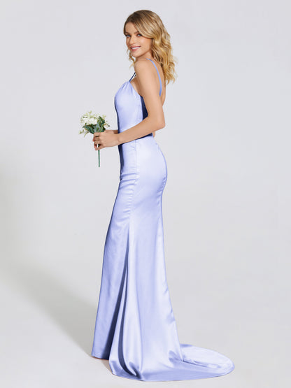Joanna Straps Trumpet Soft Satin Bridesmaid Dress