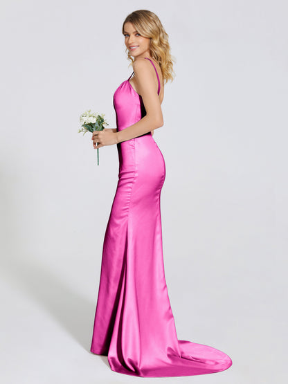 Joanna Straps Trumpet Soft Satin Bridesmaid Dress