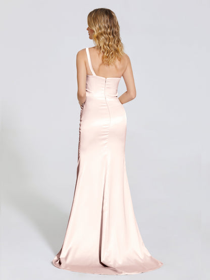 Joanna Straps Trumpet Soft Satin Bridesmaid Dress