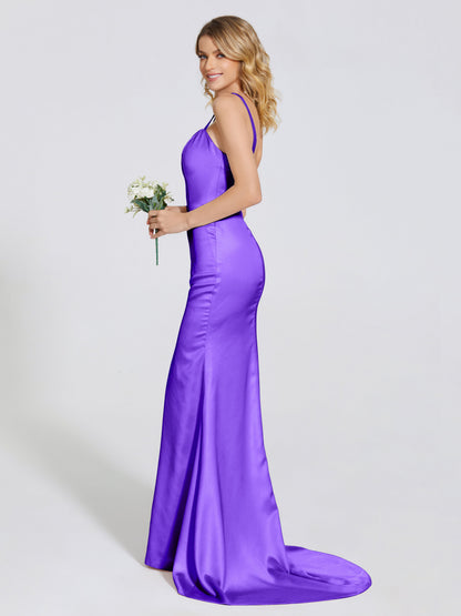 Joanna Straps Trumpet Soft Satin Bridesmaid Dress