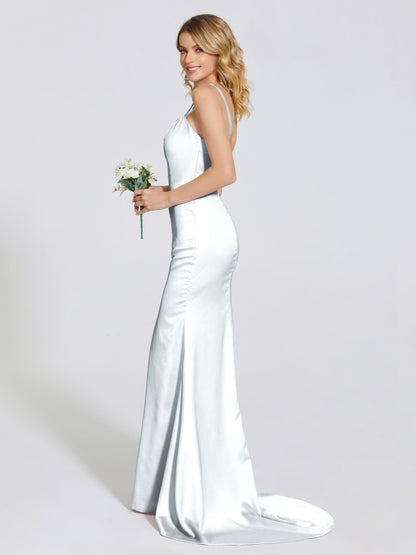 Joanna Straps Trumpet Soft Satin Bridesmaid Dress