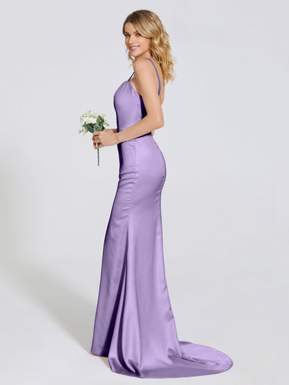Joanna Straps Trumpet Soft Satin Bridesmaid Dress