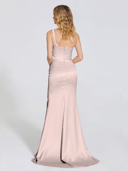 Joanna Straps Trumpet Soft Satin Bridesmaid Dress