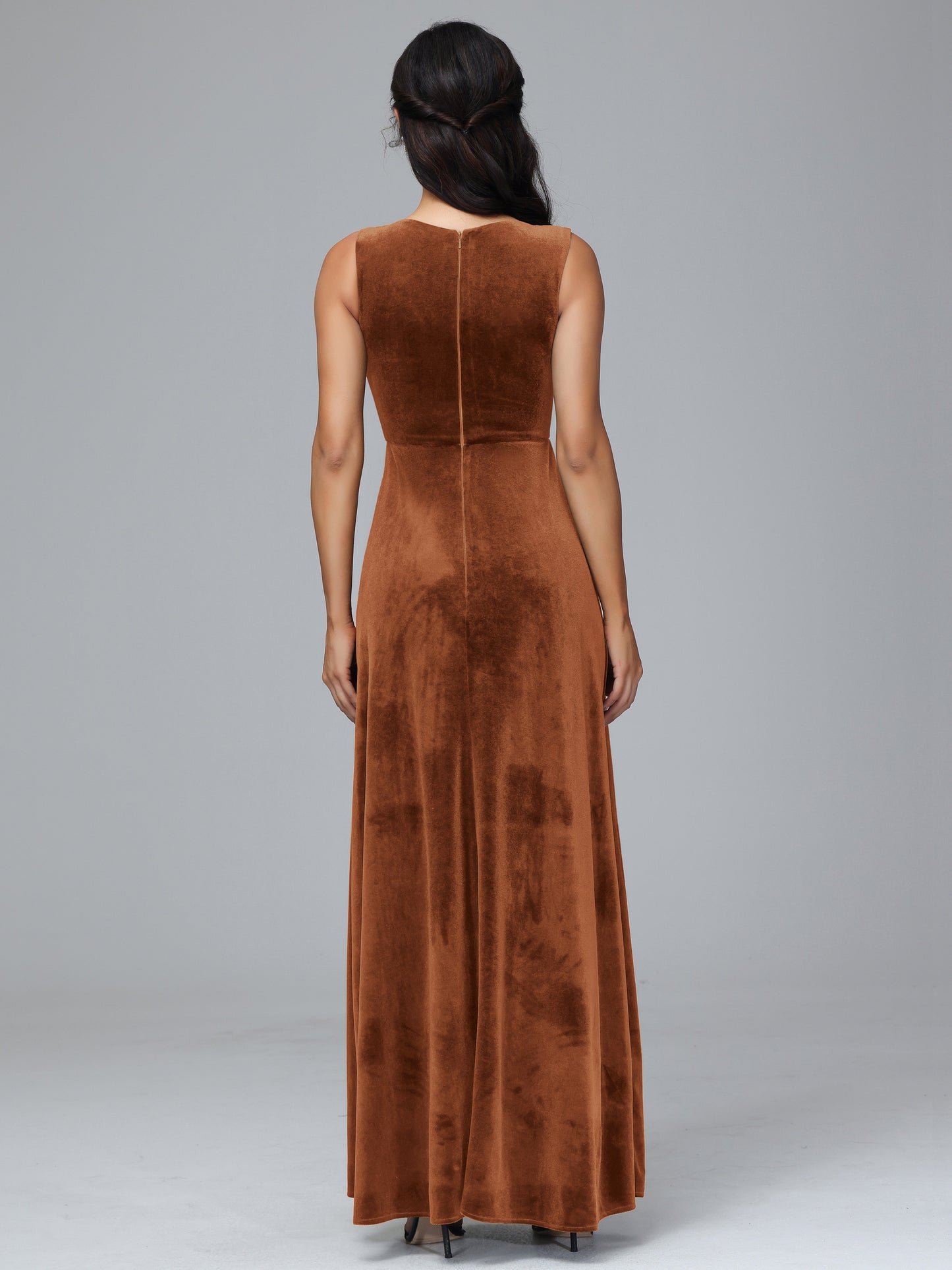 Straps V Neck Plus Size Bridesmaid Dress With Slit