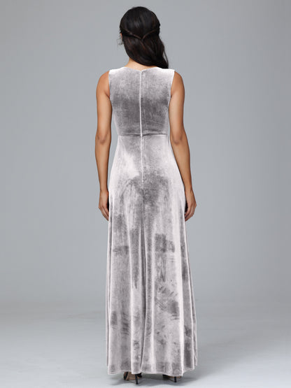 Straps V Neck Plus Size Bridesmaid Dress With Slit
