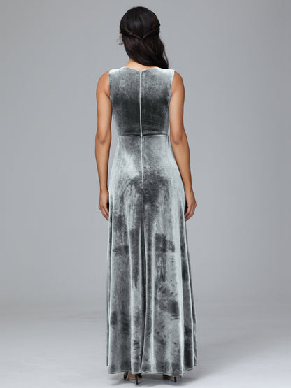 Straps V Neck Plus Size Bridesmaid Dress With Slit