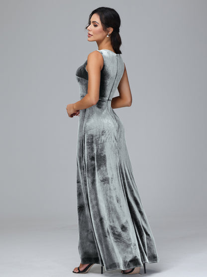 Straps V Neck Plus Size Bridesmaid Dress With Slit