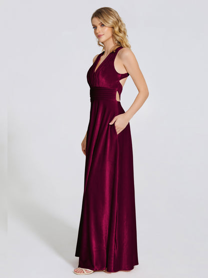 Brooklynn Straps Velvet Bridesmaid Dress With Empire Waist