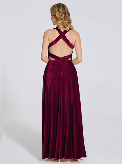 Brooklynn Straps Velvet Bridesmaid Dress With Empire Waist