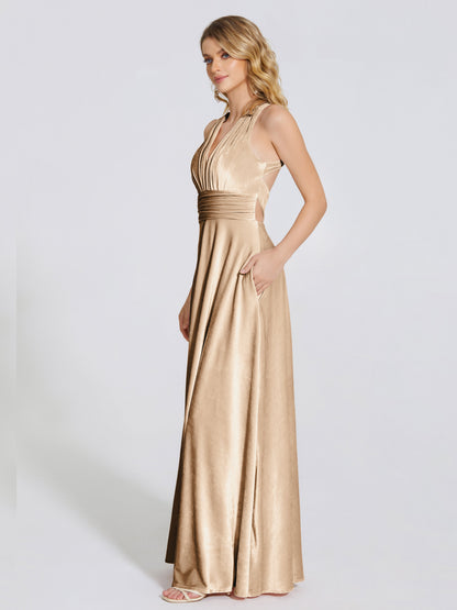 Brooklynn Straps Velvet Bridesmaid Dress With Empire Waist