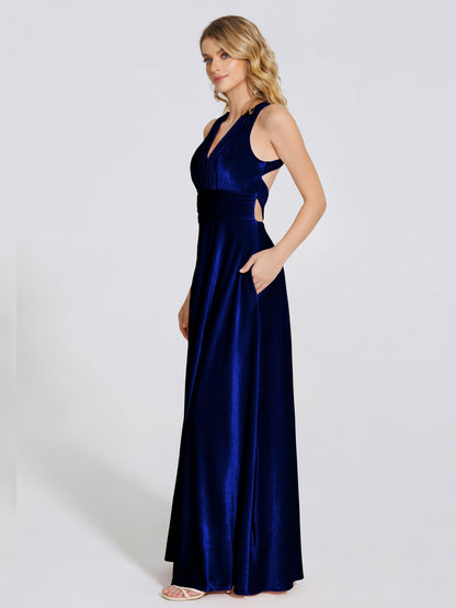 Brooklynn Straps Velvet Bridesmaid Dress With Empire Waist