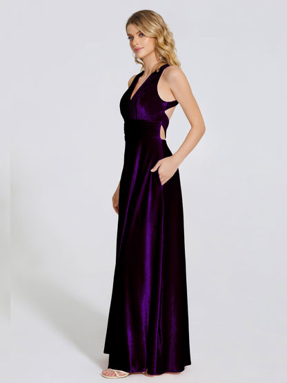 Brooklynn Straps Velvet Bridesmaid Dress With Empire Waist