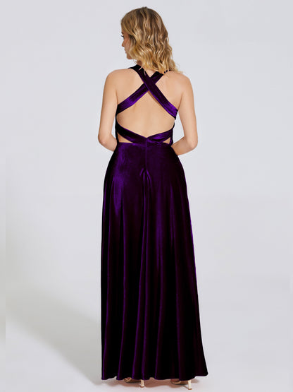 Brooklynn Straps Velvet Bridesmaid Dress With Empire Waist