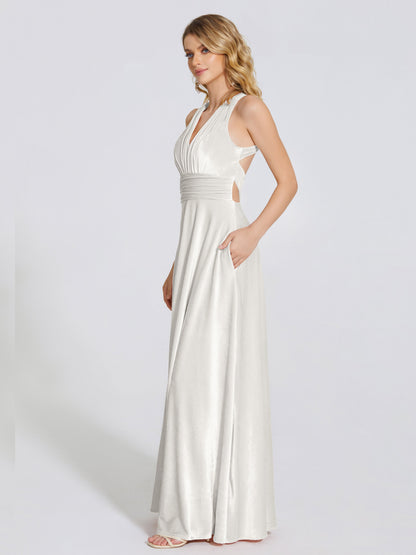 Brooklynn Straps Velvet Bridesmaid Dress With Empire Waist