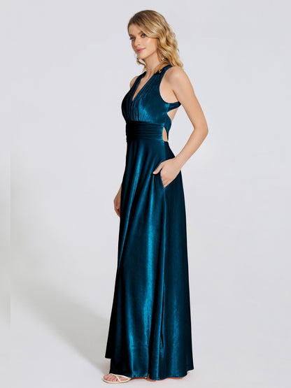 Brooklynn Straps Velvet Bridesmaid Dress With Empire Waist