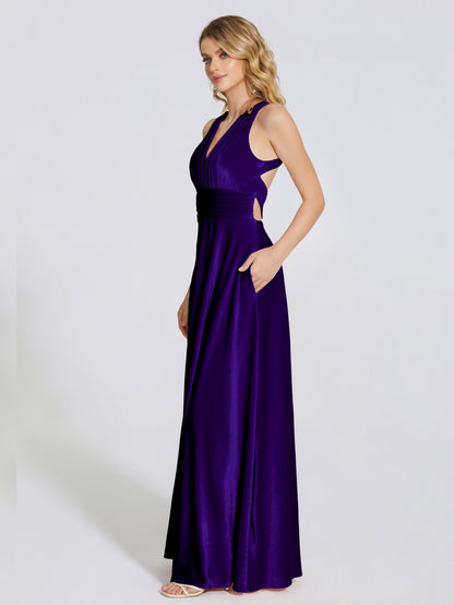 Brooklynn Straps Velvet Bridesmaid Dress With Empire Waist