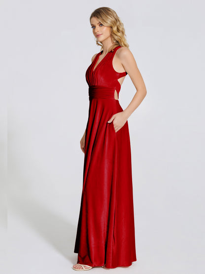 Brooklynn Straps Velvet Bridesmaid Dress With Empire Waist