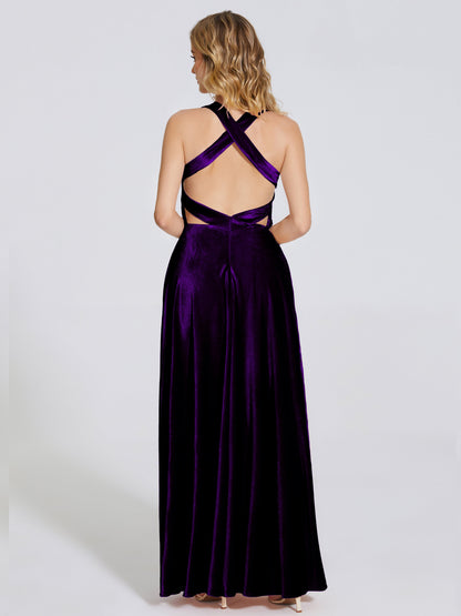 Brooklynn Straps Velvet Bridesmaid Dress With Empire Waist