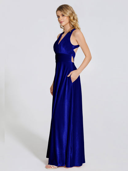 Brooklynn Straps Velvet Bridesmaid Dress With Empire Waist