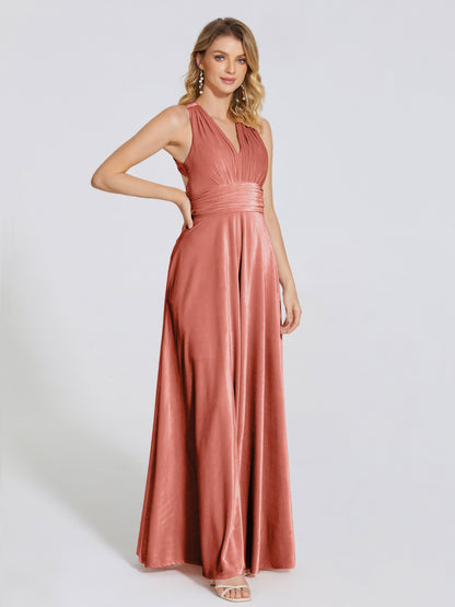 Brooklynn Straps Velvet Bridesmaid Dress With Empire Waist