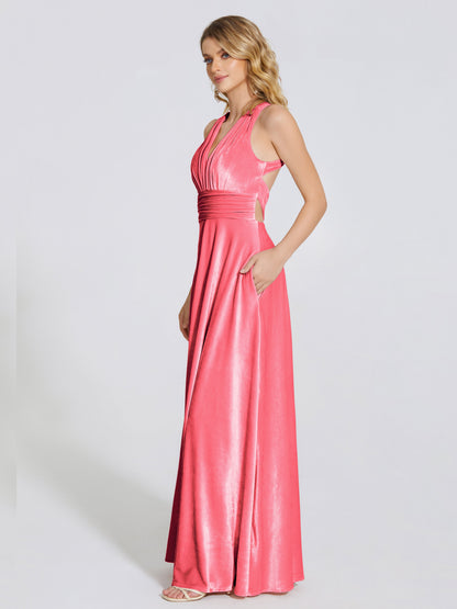 Brooklynn Straps Velvet Bridesmaid Dress With Empire Waist