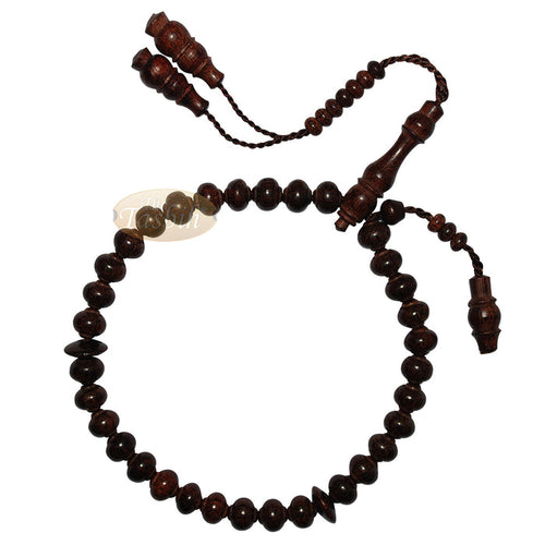 Tamarind Fruit Tree Wood Contoured-Bead 10x9 mm 33Ct Islamic Rosary Tasbih Prayer Beads