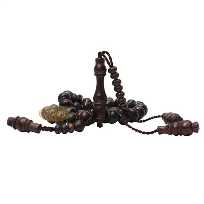 Tamarind Fruit Tree Wood Contoured-Bead 10x9 mm 33Ct Islamic Rosary Tasbih Prayer Beads