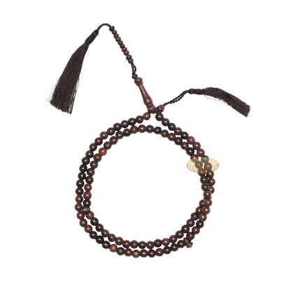 Tamarind Tree Tasbih 8 mm 99-Bead Handmade Prayer Beads Worry Beads 2 Tassels
