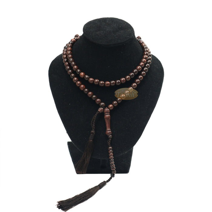 Tamarind Tree Tasbih 8 mm 99-Bead Handmade Prayer Beads Worry Beads 2 Tassels