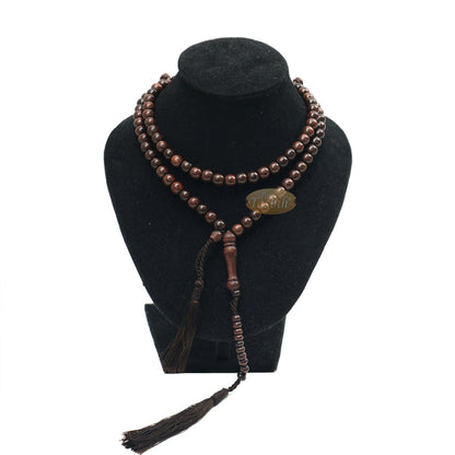 Tamarind Tree Tasbih 8 mm 99-Bead Handmade Prayer Beads Worry Beads 2 Tassels
