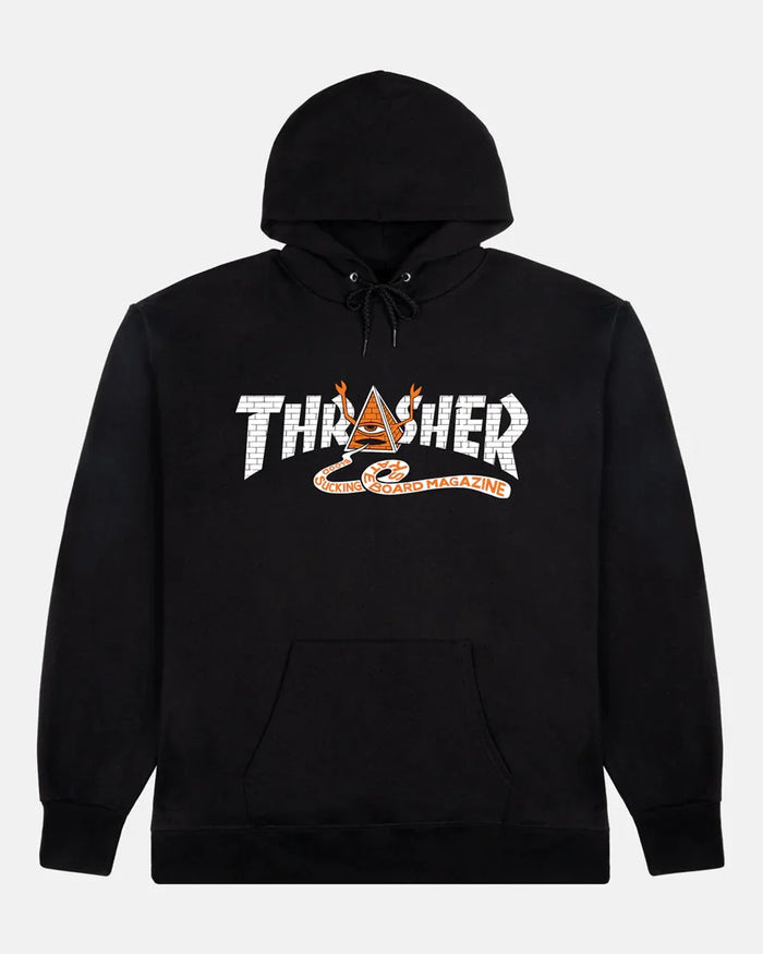 THRASHER X TOY MACHINE - PYRAMID - HOODIE - BLACK - Four Street