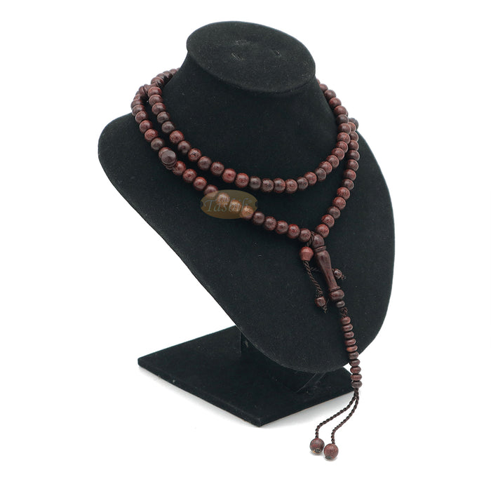 Tijani Tamarind Wood Tasbih 8 mm-Bead Handmade Dark Brown Wooden Prayer Beads