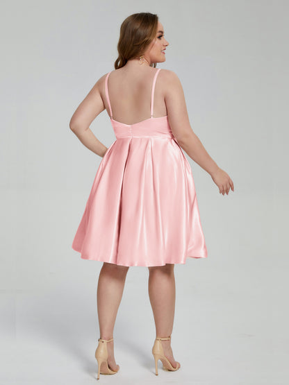Josie Simple Plus Size Soft Satin Short Bridesmaid Dresses