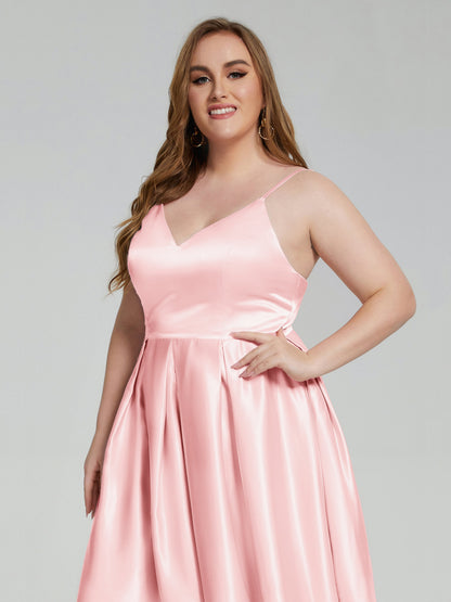 Josie Simple Plus Size Soft Satin Short Bridesmaid Dresses