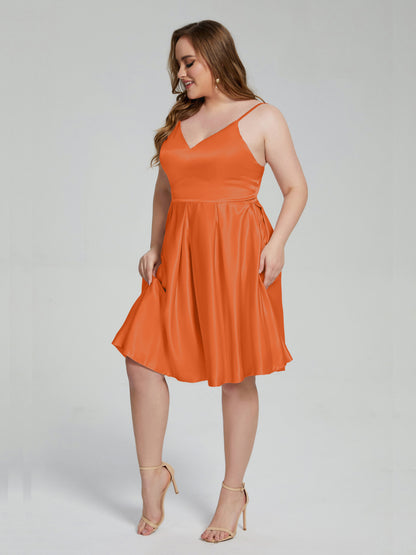 Josie Simple Plus Size Soft Satin Short Bridesmaid Dresses