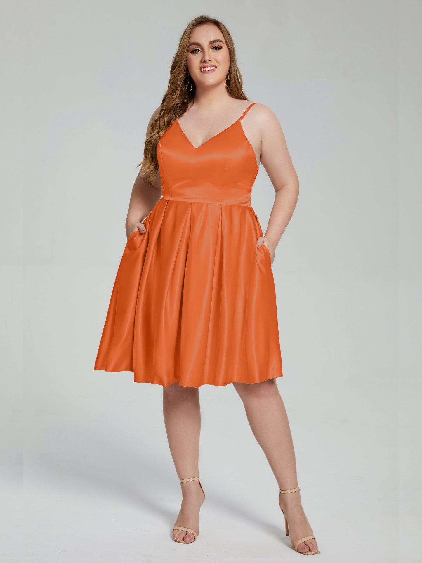 Josie Simple Plus Size Soft Satin Short Bridesmaid Dresses