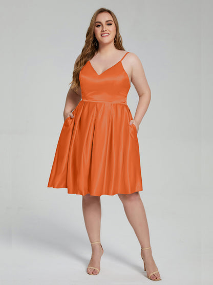 Josie Simple Plus Size Soft Satin Short Bridesmaid Dresses