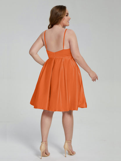 Josie Simple Plus Size Soft Satin Short Bridesmaid Dresses