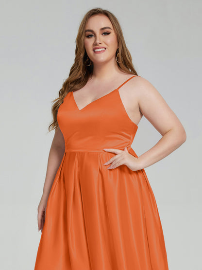 Josie Simple Plus Size Soft Satin Short Bridesmaid Dresses