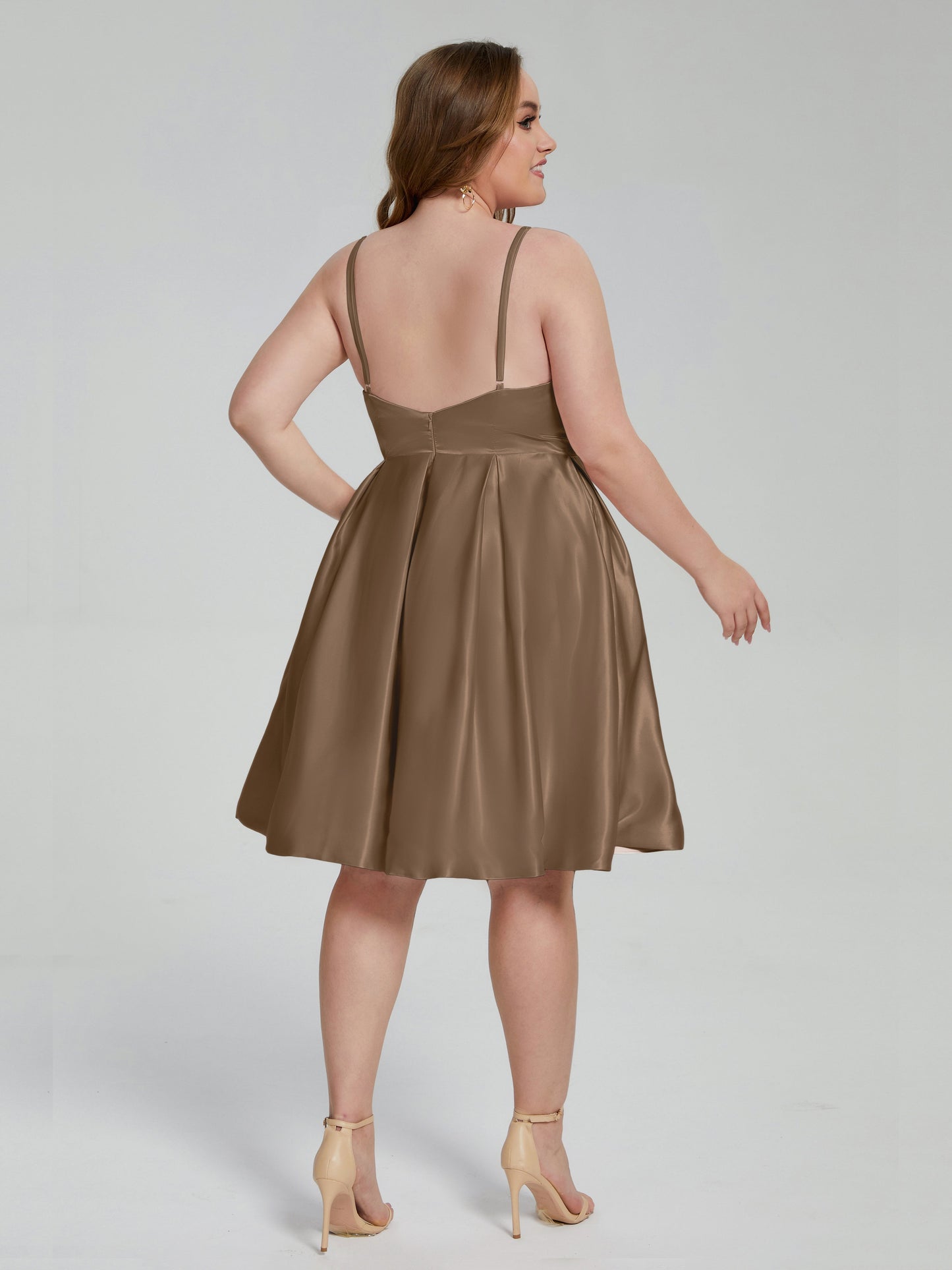 Josie Simple Plus Size Soft Satin Short Bridesmaid Dresses