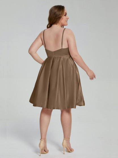 Josie Simple Plus Size Soft Satin Short Bridesmaid Dresses