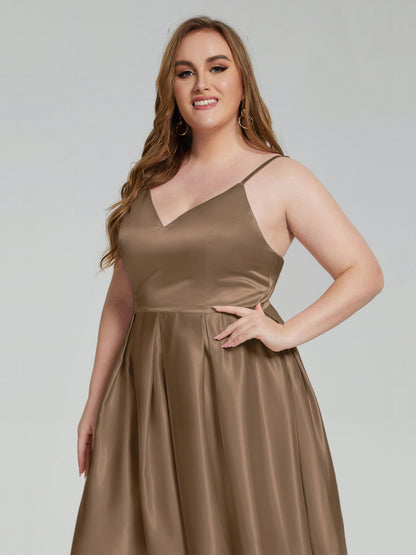 Josie Simple Plus Size Soft Satin Short Bridesmaid Dresses