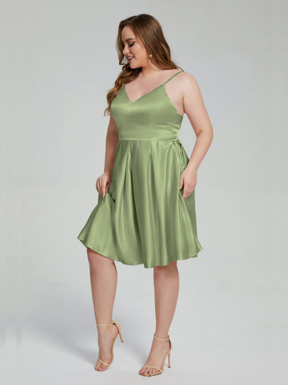 Josie Simple Plus Size Soft Satin Short Bridesmaid Dresses