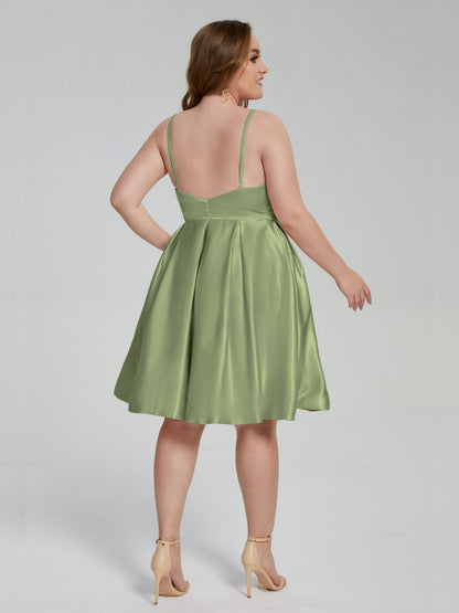 Josie Simple Plus Size Soft Satin Short Bridesmaid Dresses