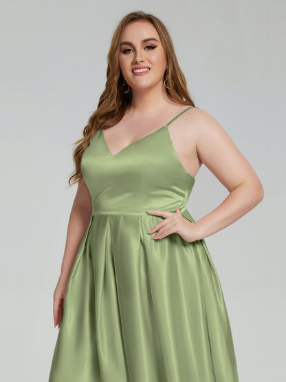 Josie Simple Plus Size Soft Satin Short Bridesmaid Dresses